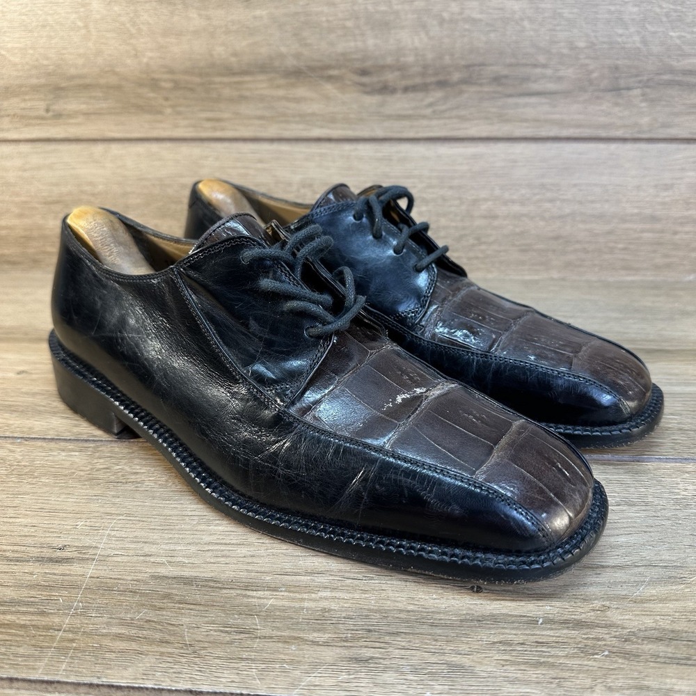 Belvedere Florence Crocodile Leather Lace-Up Dress Shoes Mens 8M 10416 Italy